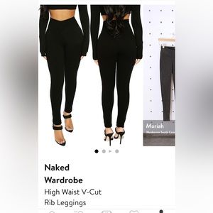 Naked Wardrobe
High Waist V-Cut Rib Leggings
Black XS